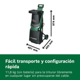 Bosch Trituradora a batería UniversalShredder 2x18V-25 (cuchillas de acero endurecido, corta ramas de hasta 25 mm, motor sin escobillas, incluye 2 baterías de 18V 4.0Ah, bolsa de 28 l, cargador)