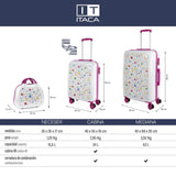 ITACA - Maleta Mediana rígida con 4 Ruedas giratorias, Cierre Seguro Candado de Combinación y diseño Resistente, Apta para 23 Kilos Viajes Largos y escapadas. con Neceser, Blanco