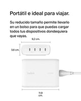 Belkin Cargador de Pared USB-C GAN con 4 Puertos BoostCharge Pro, multipuerto con USB-C PD 3.1, Carga rápida, Cable de 1,5 m, MacBook Pro, Serie iPhone 15, iPad Pro, Galaxy S24, Google Pixel y Otros