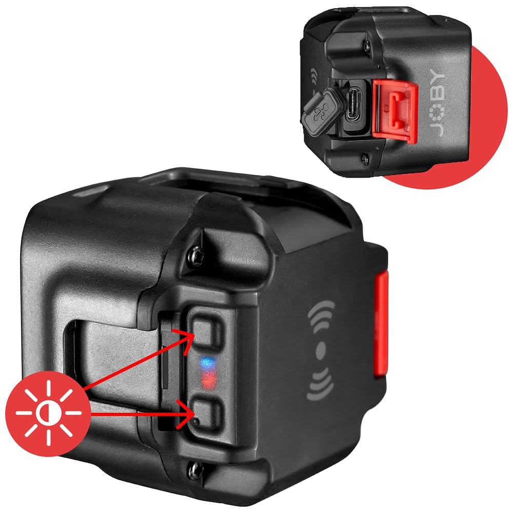 JOBY Beamo LED Light for Smartphone and Mirrorless Camera - Compact, Wireless Charging, Bluetooth, Waterproof, for Vlogging, Photo and Video Content Creation, JB01579-BWW
