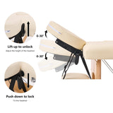 YOUNIKE Camilla de Masaje Plegable Portátil Profesionales Estetica 2 Zonas Fisioterapia Camilla Tatuaje Massage Table Camilla para Pestañas Ajustable Altura y Reposabrazos Extraíbles Beige