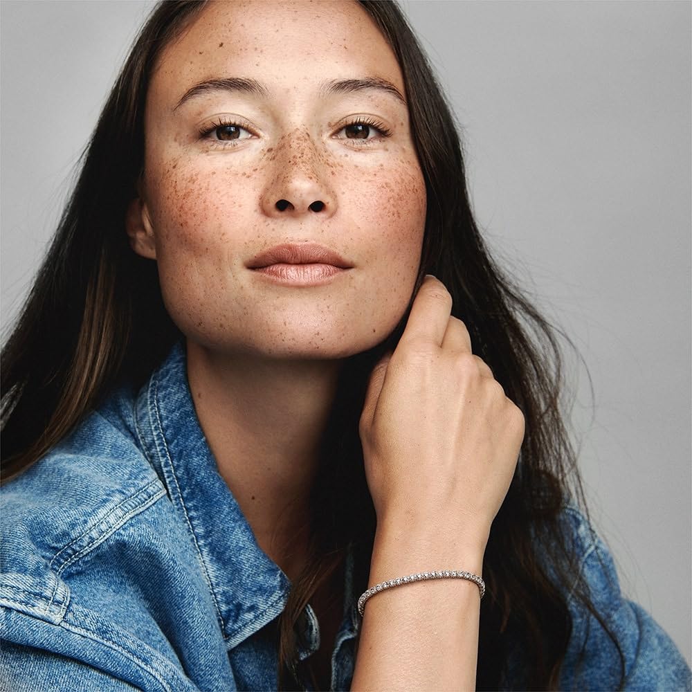 Pandora Timeless Pulsera de tenis centelleante de plata de ley con circonitas cúbicas transparentes, 16