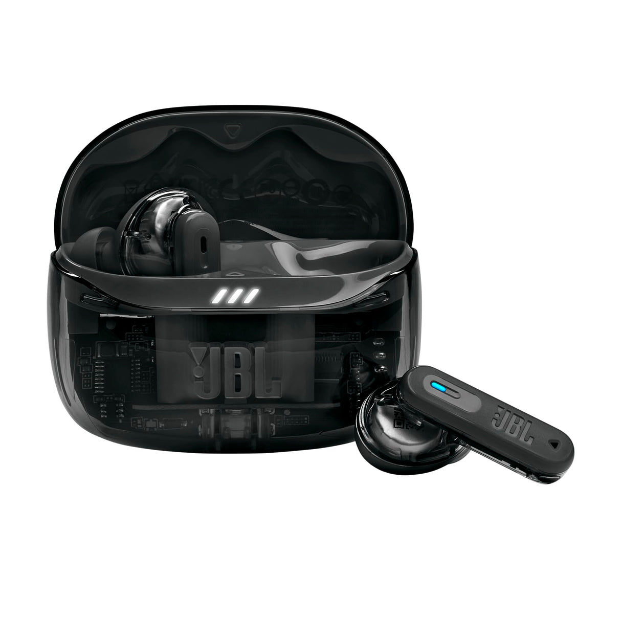 JBL Tune Beam Ghost 2, auriculares inalámbricos con cancelación de ruido y Bluetooth, hasta 48 hrs de autonomía, IP54 resistentes al agua y al polvo, diseño ergonómico, Black Ghost