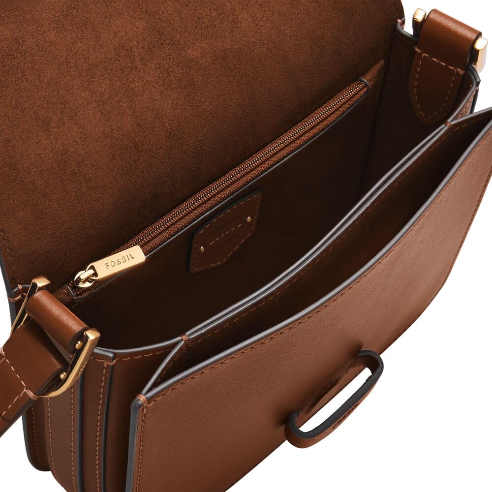 Fossil Bolso de mujer Lennox, bandolera en piel de vacuno lisa, marrón, ancho: 20,3 cm, largo: 5,7 cm, alto: 17,1 cm, ZB1924200
