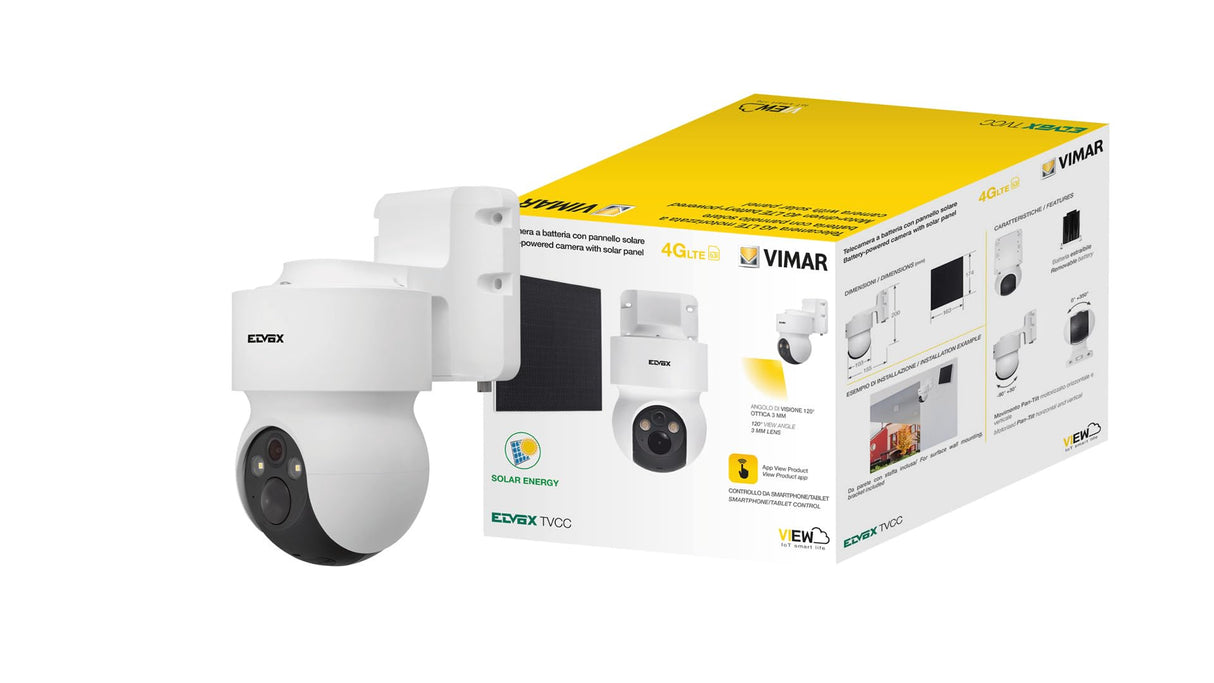VIMAR 46243.030CL Cámara IP a batería PT 4G LTE 3Mpx con Panel Solar