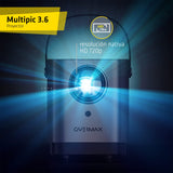 OVERMAX Multipic 3.6 Proyector, proyector portátil de hasta 150", Home Cinema HD 720p, 3500 lúmenes, WiFi, relación de Aspecto: 16:9, 4:3, 2 Altavoces estéreo, HDMI, USB, AV, Salida DE Audio, IR