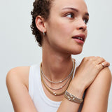 Pandora Timeless Pulsera con cuentas chapada en oro de 14 quilates con perla blanca cultivada de agua dulce tratada y circonitas cúbicas transparentes, 20
