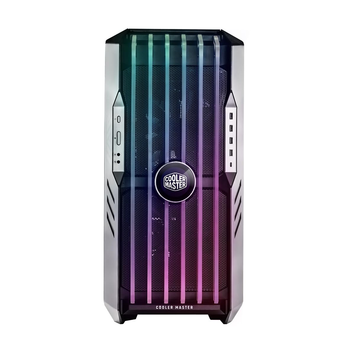 Cooler Master HAF 700 EVO Caja PC - Full Tower, Admite E-ATX, 5 Fans Preinstalados, Soportes de Radiador Giratorios, High-Airflow Cooling, Display LCD Real-Time, Aspas ARGB Edge-Lit
