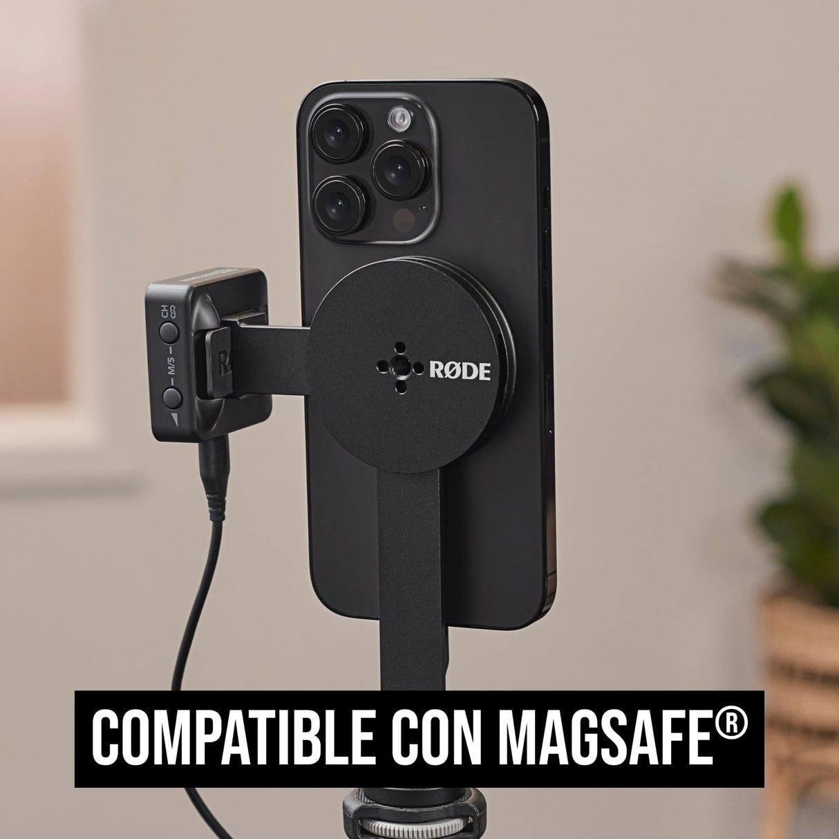 Røde Magnetic Mount Soporte Magnético Røde para Accesorios de Smartphone con Ranuras para Zapata Fría y una Rosca de 1/4 pulgadas, compatible con MagSafe