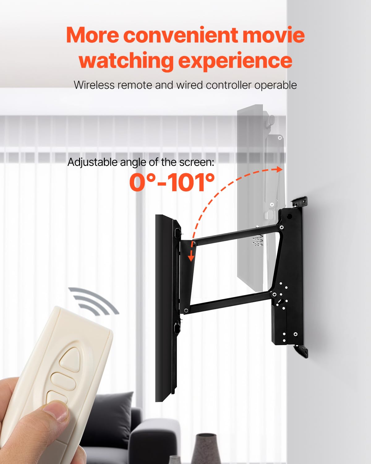 VEVOR Soporte para TV de Pared motorizado, Marco Soporte para TV Dimensiones de 813 a 1651 mm, Marco Porta televisión Plegable Ajustable con VESA máx. 60 x 60 cm, Carga máx. 40 kg