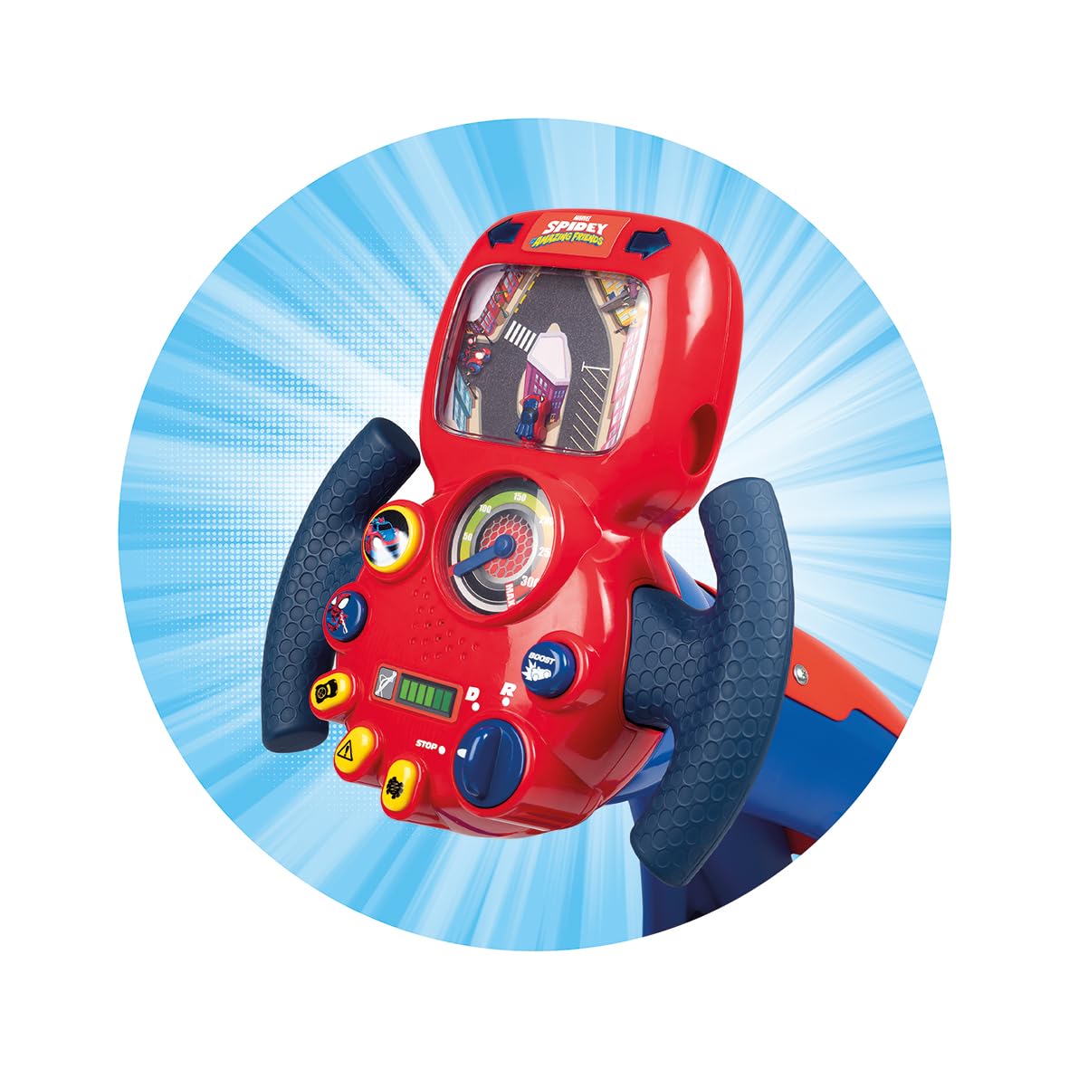 Smoby - Spidey - V8 Driver - Simulador de conducción - Piloto de Carreras - Volante electrónico - Funciones de aceleración y Marcha atrás - Sonidos y Luces - A Partir de 3 años - Fabricado en Francia