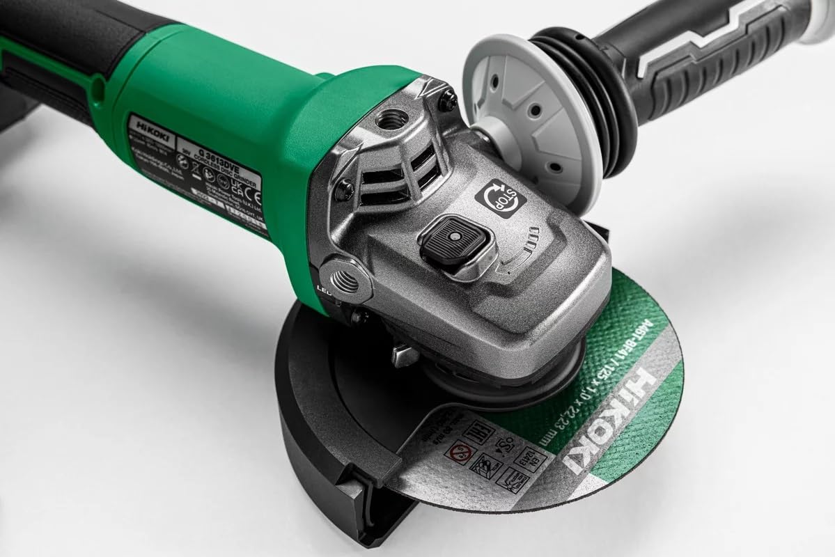 HIKOKI Akku Winkelschleifer, G3613DVEW2Z, (Basic) (36V, 3000-10000-1/ min-1 min Drehzahl, Scheiben-ø: 125mm, Brushless, mit AT Modus, Spindelarrietierung, im HSC III (OHNE Akku und Ladegerät)