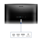 Philips 325E1C Monitor 32 Pulgadas QHD Curvo, 75Hz, VA, 4 ms GtG, Adaptive Sync., FreeSync (2560x1440, 1x HDMI 1.4, 1x DP 1.2), Negro