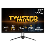 Twisted Minds Monitor para Gaming, Pantalla de 22 Pulgadas Fast IPS - Resolución 1920 x 1080 FHD, frecuencia actualización 100 Hz, relación Aspecto 16:9, Tiempo Respuesta 1 ms - Negro (TM22FHD100IPS)