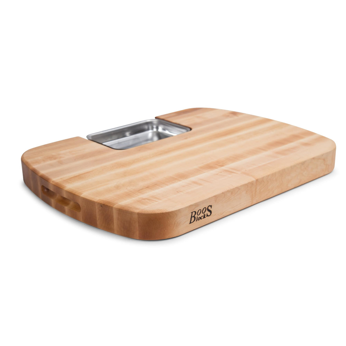 Boos Block Tabla Cortar con Recipientes – Ranura Para Jugo - Tabla Cortar Cocina Profesional - Reversible - Tabla Madera Cocina Grande – Extra Gruesa - 61 x 46 x 5,6 cm