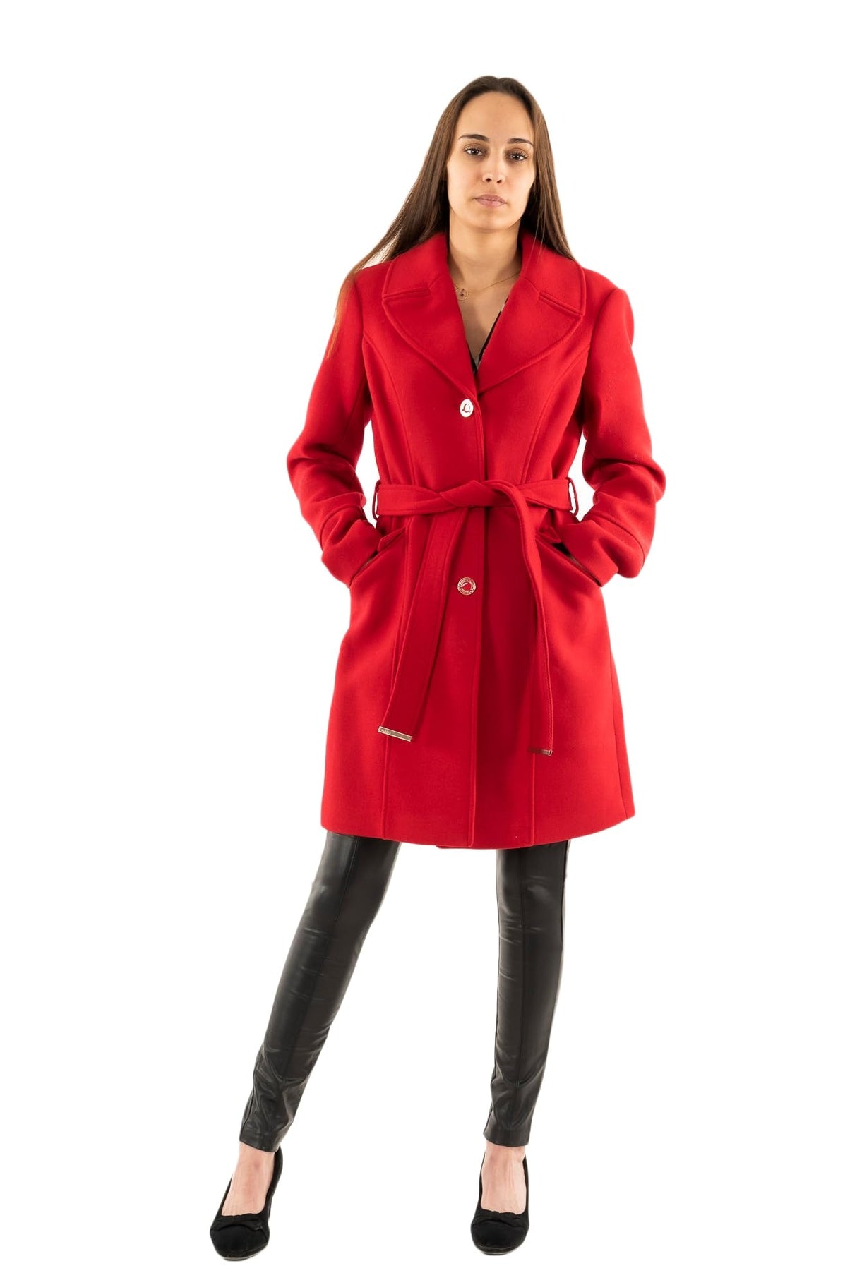 Morgan 242-gato Abrigo Largo, Rojo, 40 para Mujer