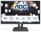 AOC 24E1Q Monitor 24 Pulgadas FHD, 60Hz, IPS, 5 ms GtG, Altavoces (1920x1080, 1x HDMI 1.4, 1x DP 1.2), Negro