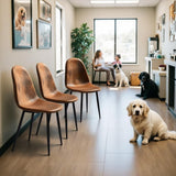 FurnitureR Silla de peluquería/salón - Altura Ajustable, Giratorio, Marrón imitación Terciopelo, Estructura en Cruz de Metal, Hidráulica? No, Asiento Base clásico