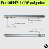 HP 15-fd2012ns - Ordenador portátil de 15.6" FHD (Intel Ultra 7-255U, 32GB RAM, 1TB SSD, Intel Iris Xe Graphics, Sin Sistema operativo) Plata y Azul - Teclado QWERTY Español