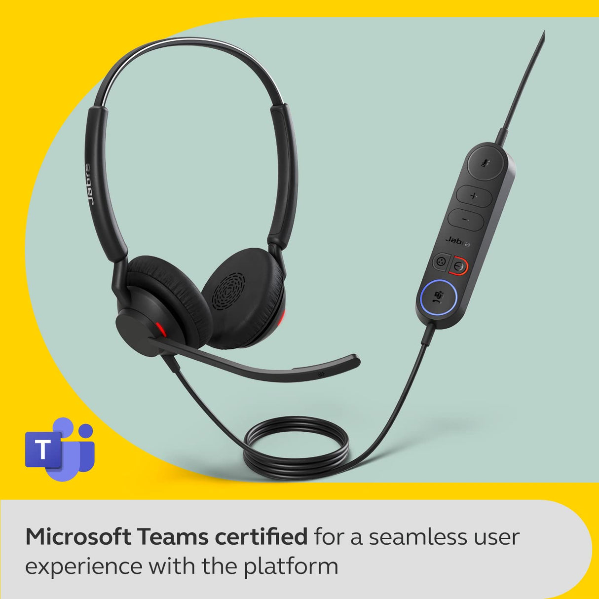 Jabra Engage 40 Auriculares Estéreo con cable, Inline Call Control, 2 micrófonos, cancelación de ruido, ultraligero, cable USB-A, Certificado para MS Teams, funciona con todas las plataformas, Negro