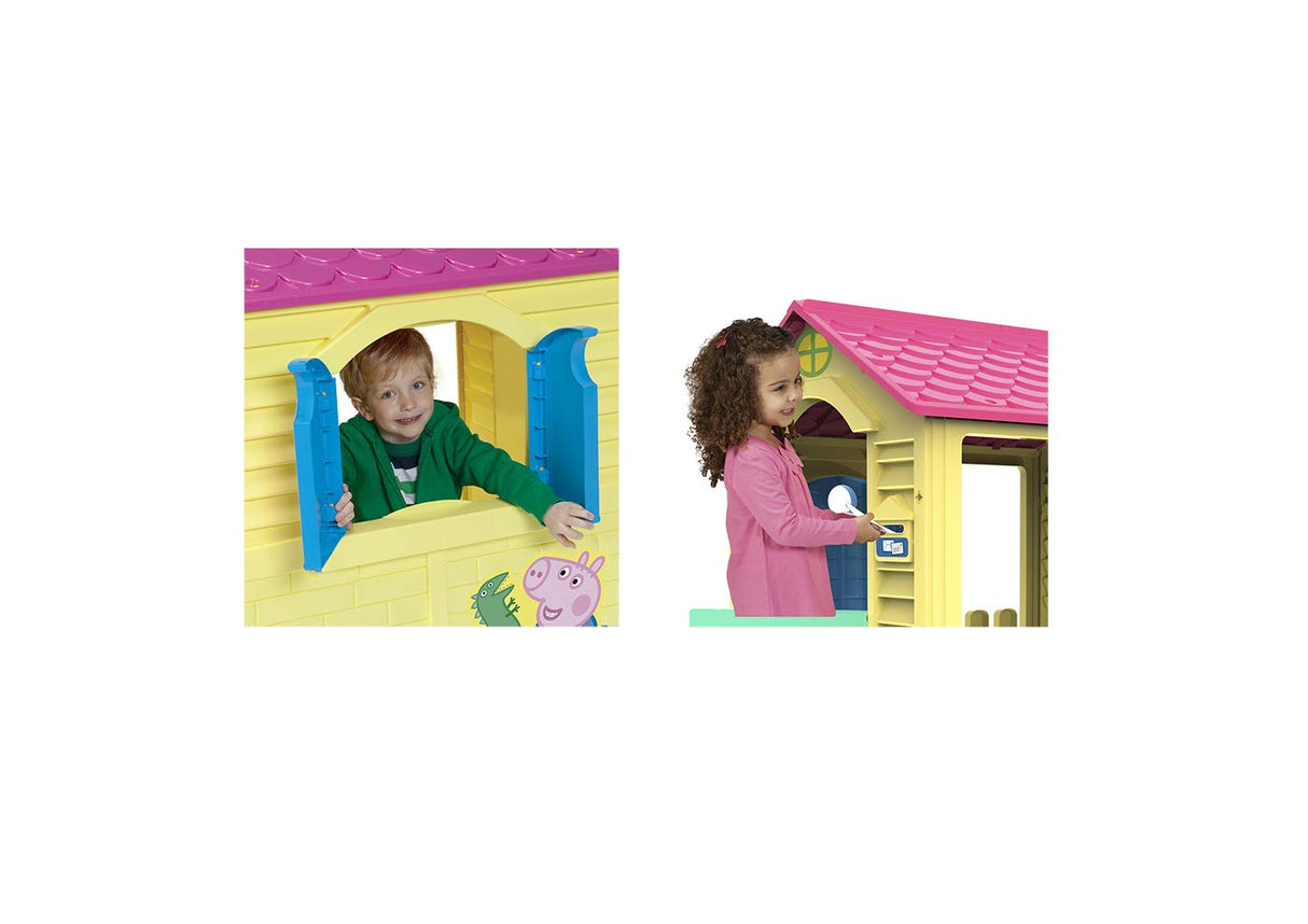 Chicos - Peppa Pig Casita Infantil para Exterior | Plástico Resistente y Duradero | Montaje/desmontaje Sencillo y rápido | Color Amarillo con tejado Rosa. (89503)