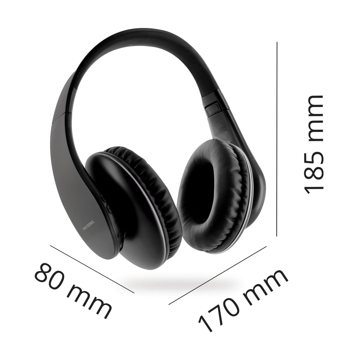 Metronic 480200 - Auriculares inalámbricos ópticos, estéreo, transmisor para TV/PC/Teléfono/Tablet, AUX 3.5mm, Volumen Integrado, Diadema Plegable, autonomía hasta 10 Horas