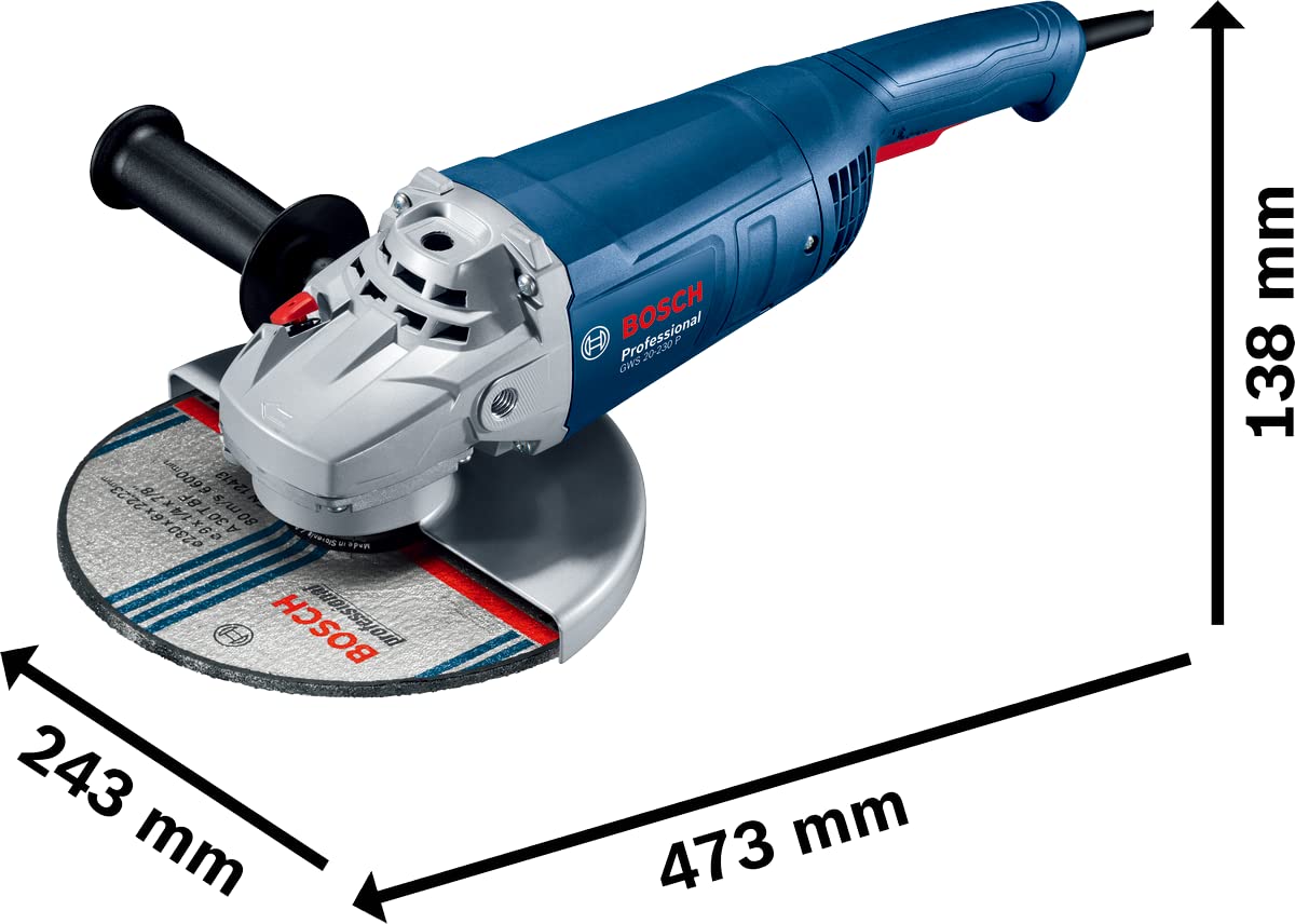 Bosch Professional GWS 20-230 P - Amoladora angular (2000 W, Ø 230 mm, PROtection)