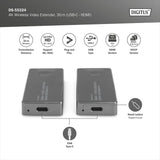 DIGITUS Juego de Extensores de Vídeo Inalámbricos - 30 m de Alcance - Ultra-HD 4k/30Hz - Transmisor con Conector USB-C y Receptor con Conector HDMI - Punto a Punto - Plug&Play - Negro-Plata