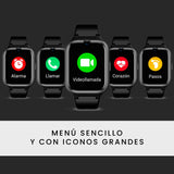 SPC Smartee 4G Senior – Reloj Inteligente para Mayores con Letras Grandes, botón SOS, GPS y perímetro de Seguridad, Llamadas/videollamadas, Ritmo cardíaco y gestión smartwatch en App SPC Smart Clan