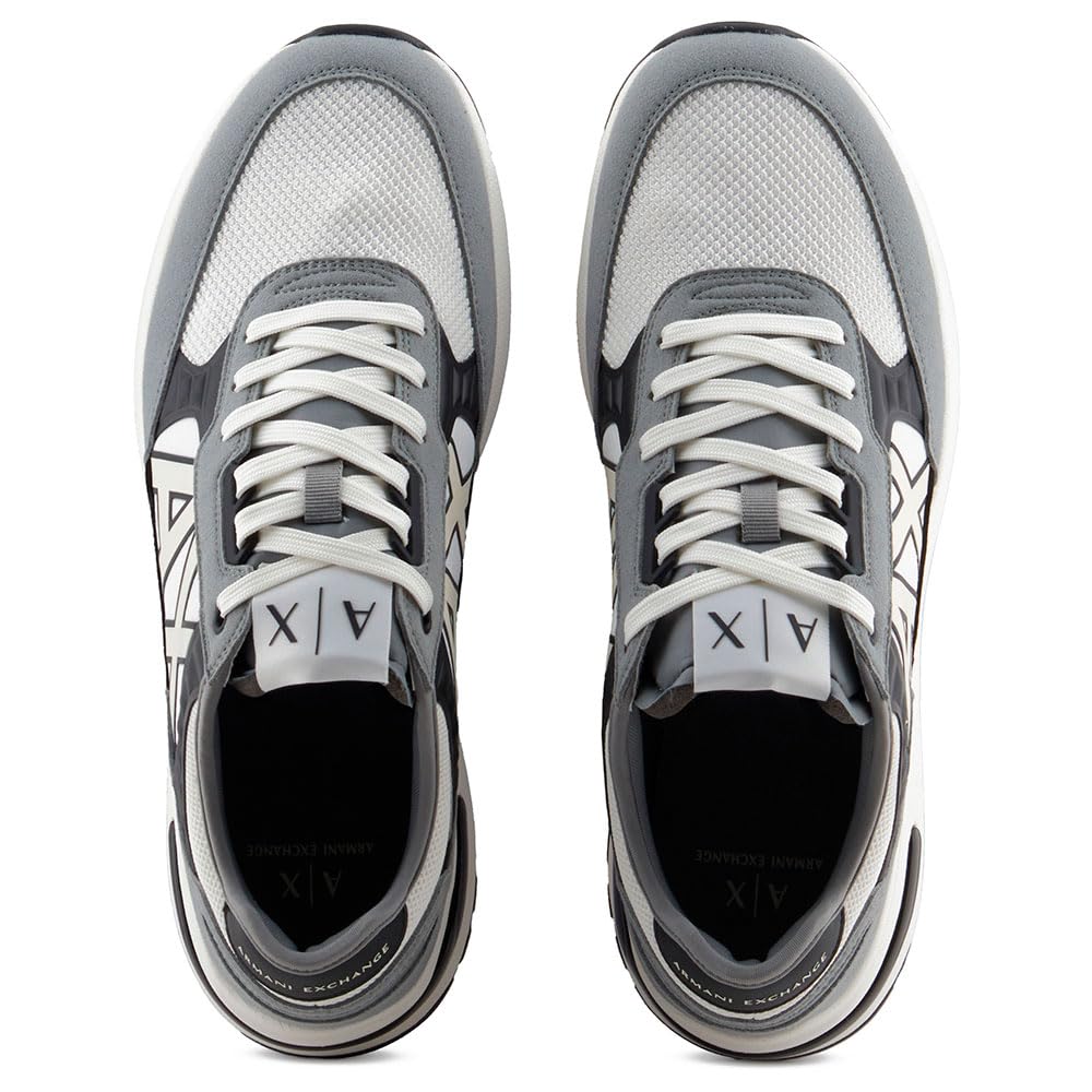 Armani Exchange - Dusseldorf Embossed Geometric Motifs, Zapatillas Hombre, N.Grey+BLK+Off White,