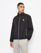 Armani Exchange Packable, Hidden Hoodie, Two Zip Pockets on Front, Rubber Patch Logo Chaqueta cortavientos para Hombre, Negro, XXL
