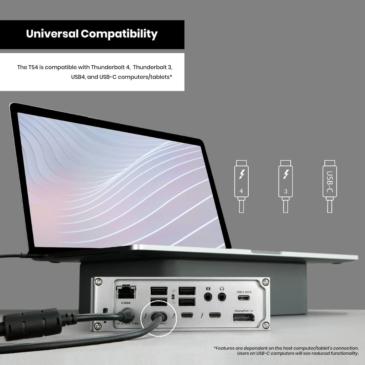 CalDigit TS4 Thunderbolt 4 - Base de Carga (18 Puertos, 98 W, 3 Thunderbolt 4 40 GB/s, 5 USB-A, 3 USB-C (10 GB/s), 8 K o 2 Pantallas 6 K 60 Hz, Mac, PC, Compatible con Cromo, con Cable de 0,8 m)