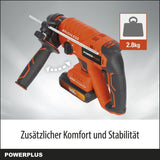 Hammer de Broma inalmbrica 40V 5J SDS -Plus sin escobillas + 5 Accesorios - Dual Power PowDP15680 - Entregado sin batera o Cargador