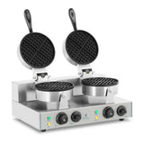 Royal Catering RCWM-2600-R gofrera doble redonda (2 x 1300 W, temporizador 15 min, teflón y aluminio, acero inoxidable)