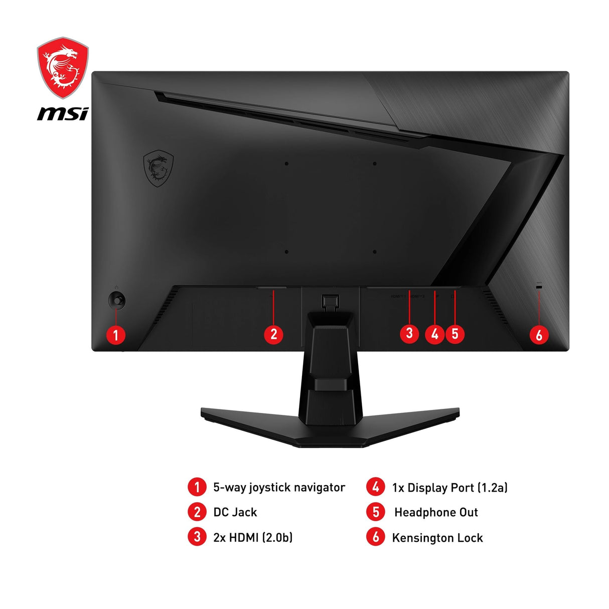 MSI G255F - Monitor Gaming de 24.5", FHD (1920x1080), 180 Hz / 1ms, Adaptive-Sync, Display Port 1.2a, HDMI 2.0b, Negro