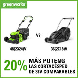 Greenworks 48V (24V x 2) Cortacésped de Batería Autopropulsada para Céspedes Grandes Hasta 480 m², Ancho de Corte 46 cm, Bolsa de 55L MÁS Dos Baterías 24V de 4Ah y Cargador Doble,GD24X2LM46SPK4X