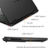 HP OMEN - Ordenador portátil Gaming 16" 2.5K WQXGA (AMD Ryzen AI 7 350, 32GB RAM, 1TB SSD, NVIDIA RTX 5060, FreeDos) Teclado QWERTY Español - Negro