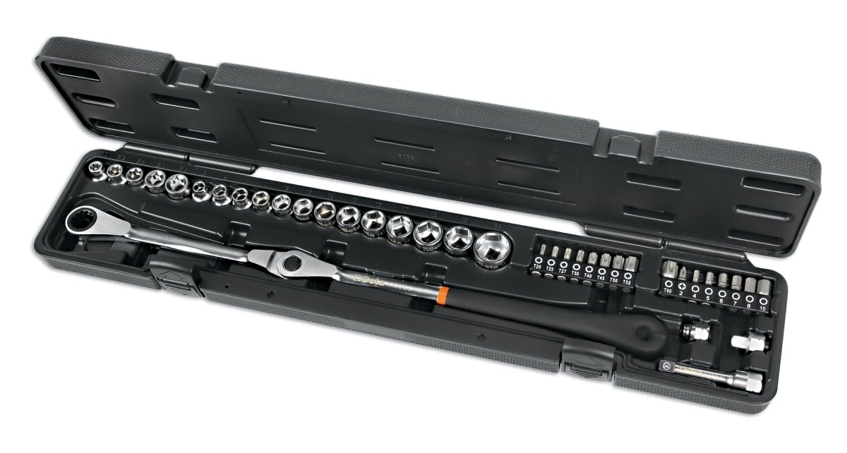 BETA 1477/C38 - Kit de llave de carraca ajustable con dados rebajados para tensores de correa y componentes del motor
