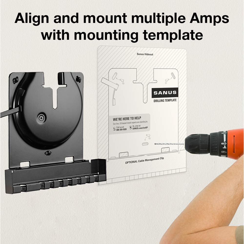 Sanus Soporte de Pared para Amplificador Sonos, diseño Negro Delgado con pestillo bloqueable para Mayor Seguridad, diseño de Soporte de Perfil bajo Que se Monta en Cualquier orientación, gestión de
