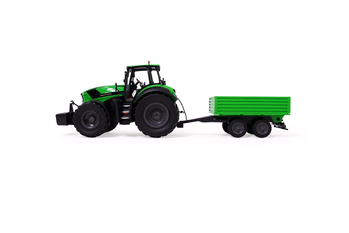 Carson 1:16 Tractor Deutz 8280 TTV con Remolque 100% RTR - Tractor RC, vehículo teledirigido con luz y Sonido, Incluye Pilas y Mando a Distancia, Bulldog teledirigido