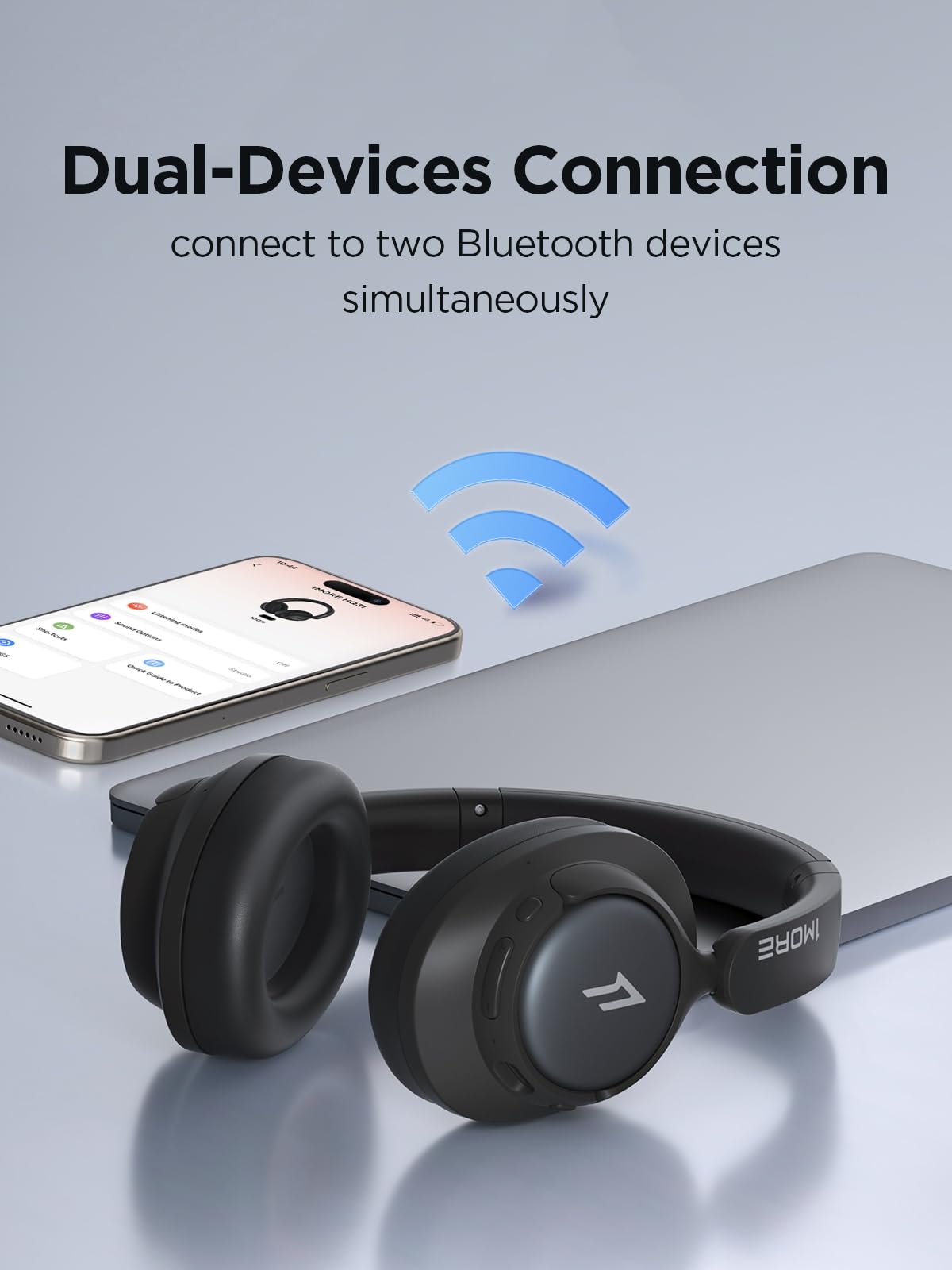 1MORE HQ31 Auriculares supraaurales, audífonos híbridos con cancelación Activa de Ruido con Audio de Alta resolución, Tiempo de reproducción de 90 Horas, diseño Plegable, Modo con Cable Disponible