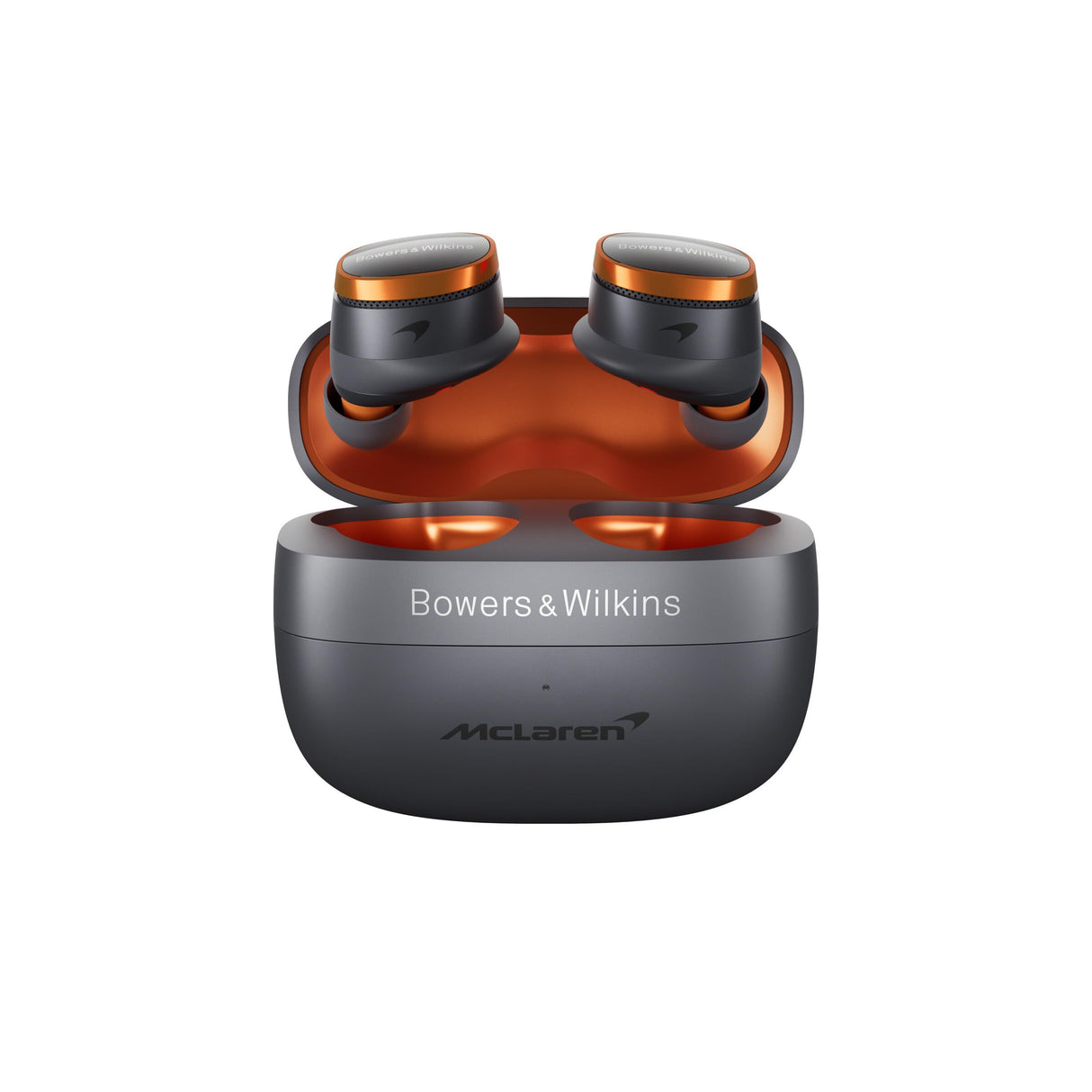 Bowers & Wilkins Pi8 McLaren Edition, Auriculares In-Ear Inalámbricos Premium con Cancelación de Ruido, Bluetooth 5.4, Carga Rápida, Conectividad Multipunto y Micrófonos Integrados
