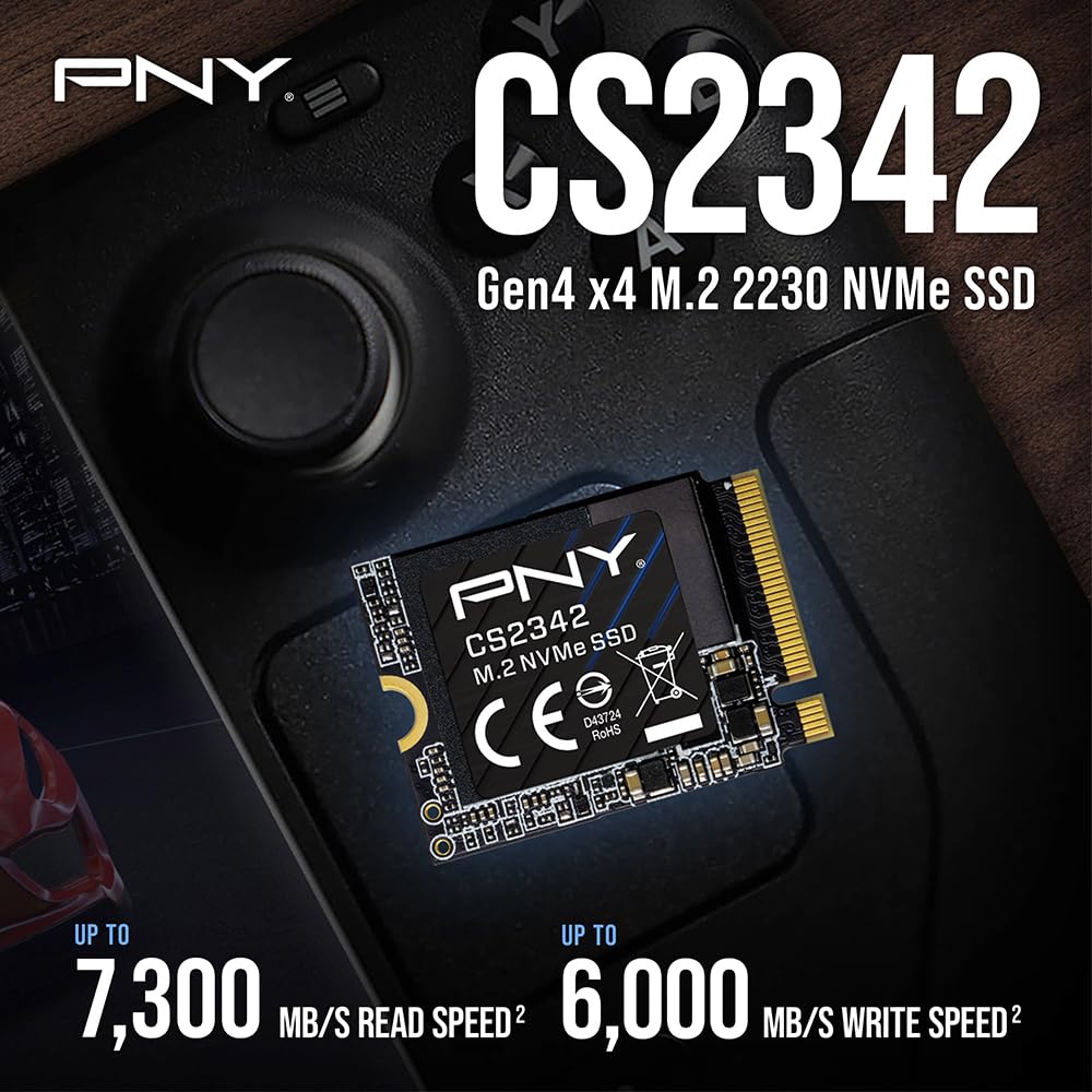 PNY CS2342 M.2 2230 2TB NVMe Gen4 x4 SSD - hasta 7.300 MB/s de Lectura y 6.000 MB/s de Escritura - M230CS2342-2TB-TB