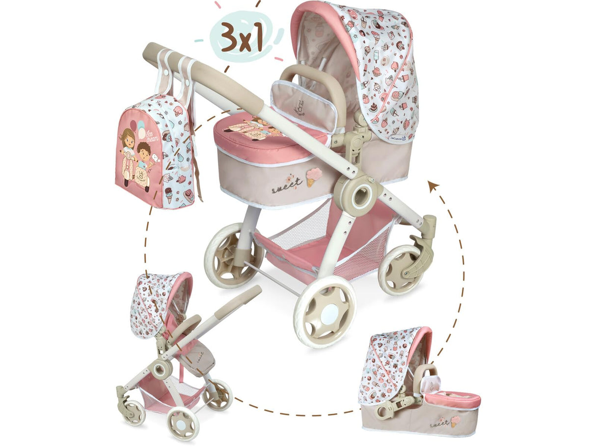 DE CUEVAS TOYS Coche Muñeca 3 X 1 Plegable Sweet 41X62X70Cm