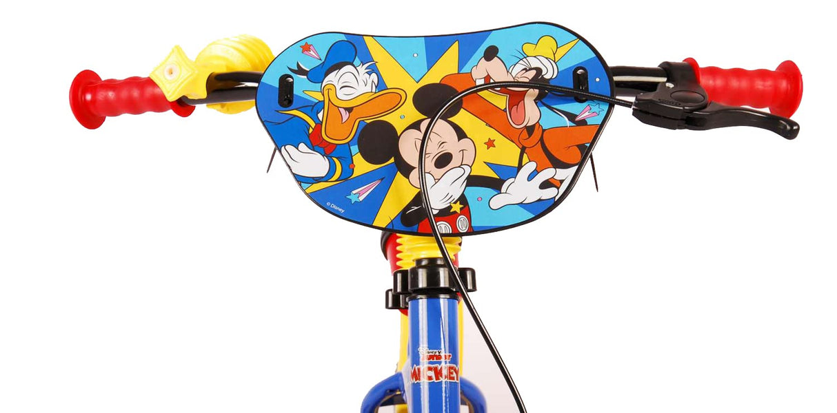 albri Bici Bambino Di Da Pollici Bicicleta Infantil de Mickey de 12 Pulgadas con estabilizadores Laterales y Botella, Bebés niños, Rojo y Azul, Piccola