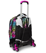 Seven Mochila con 3 Ruedas Trolley JACK-3WD - Colour Expression, Multicolor con Corazones - Mochila 3 en 1, Mochila Escolar con Carro, Crossover System - Bolso Escolar Niñas y Adolescentes