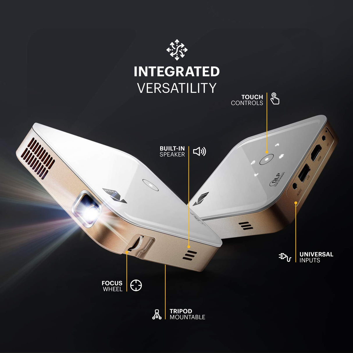 KODAK Luma 350 Proyector Inteligente y móvil de Video - Ultra HD Recargable y Potente con Aplicaciones de transmisión/Android 6.0, Wi-Fi y Pantalla hasta 200 Pulgadas