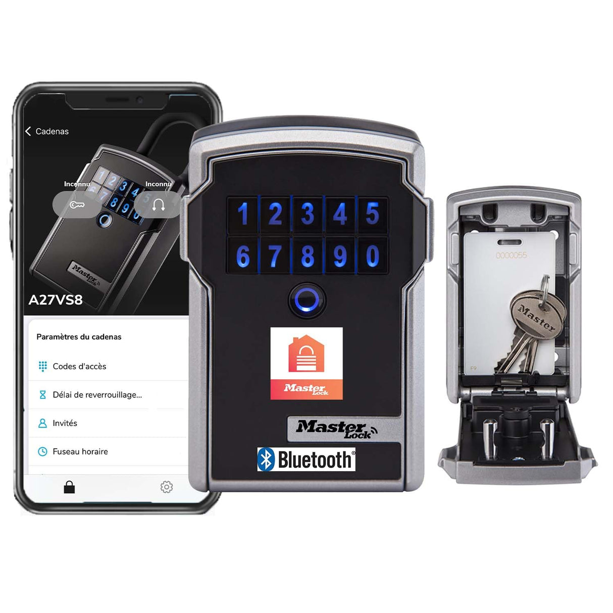 Master Lock Caja fuerte para Llaves [BLUETOOTH] [Montaje mural] - 5441EURD - Caja de seguridad Negro