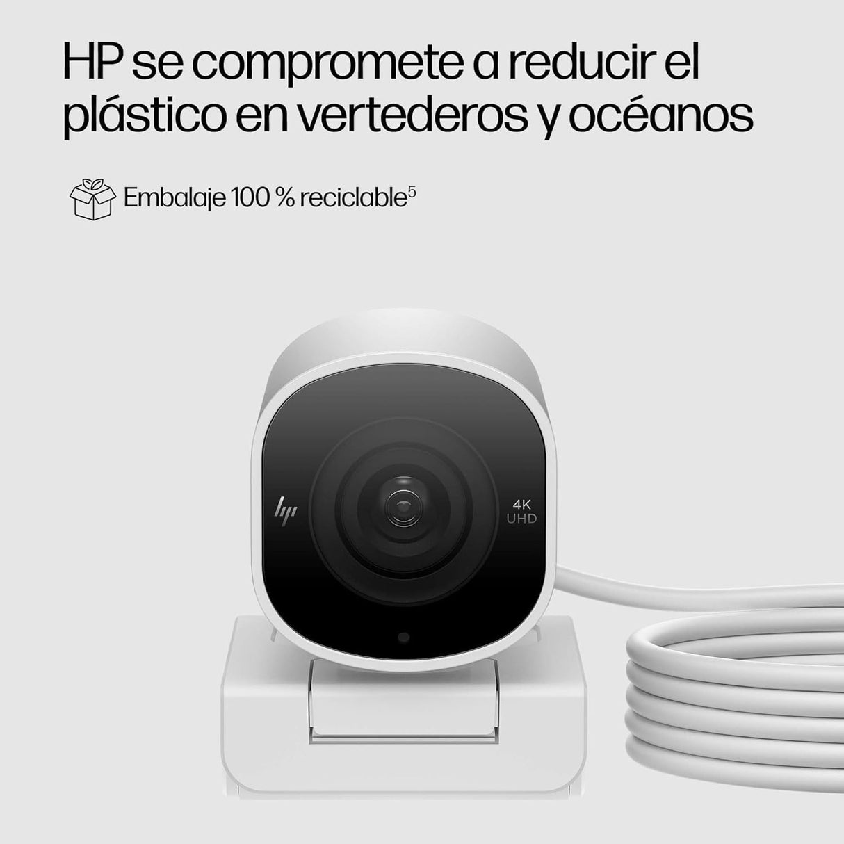 HP Webcam 960 4K - UHD, 3840 x 2160, Videoconferencias, Autoenfoque, Micrófono Integrado, Windows Hello, Teams, Zoom, Google Meet, Twitch, Youtube, Streaming - Color Plata