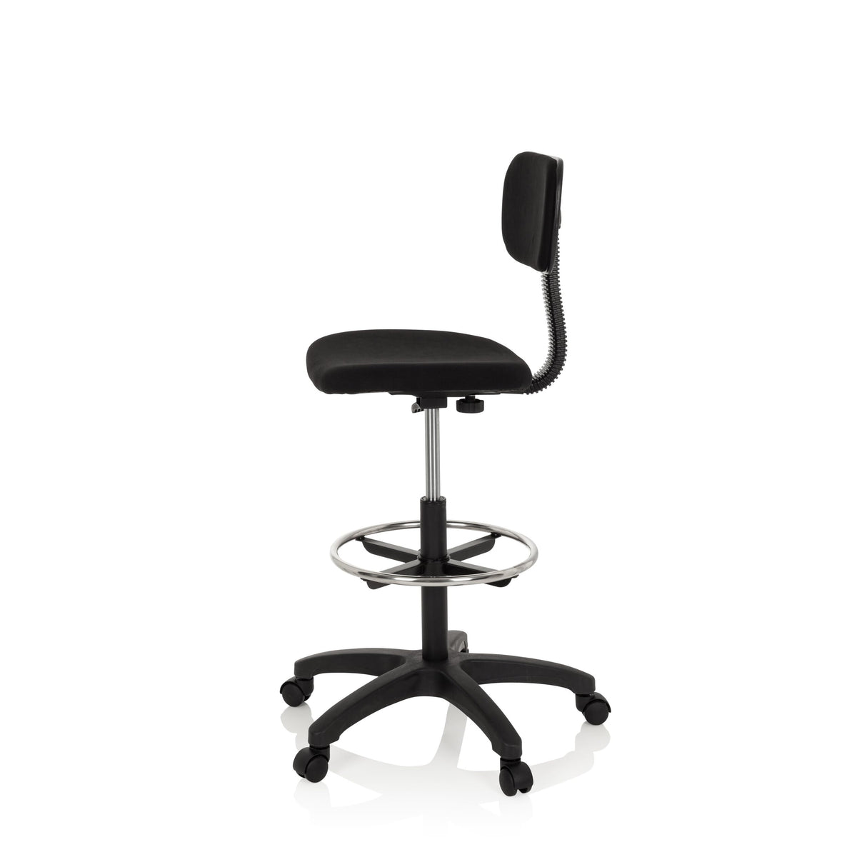 hjh OFFICE Silla de Trabajo Silla giratoria Top Work 05 Tela Alta con Respaldo reposapies Altura Ajustable Negro